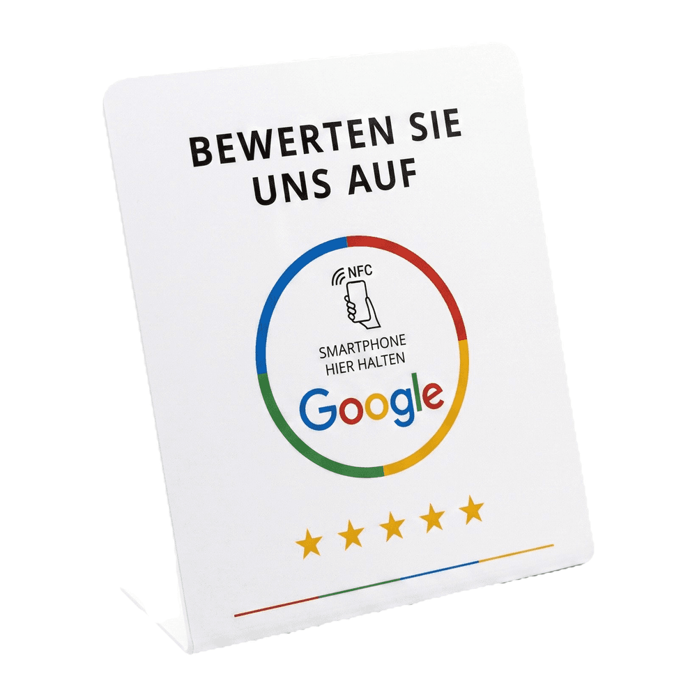 Google-Bewertungs-Aufsteller Weiß